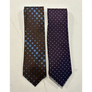 Set of 2 The Tie Bar Men's Polka Dot Silk Neck Ties